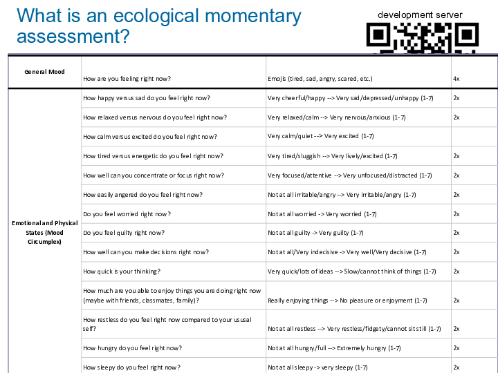 What is an ecological momentary assessment?