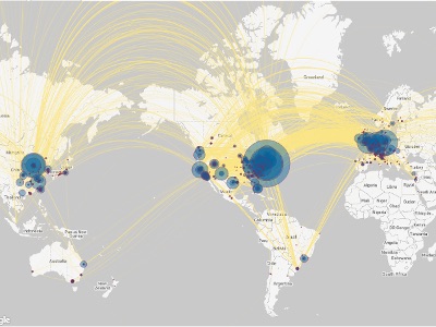 map of coauthorship of PubMed publications using FCP/INDI data